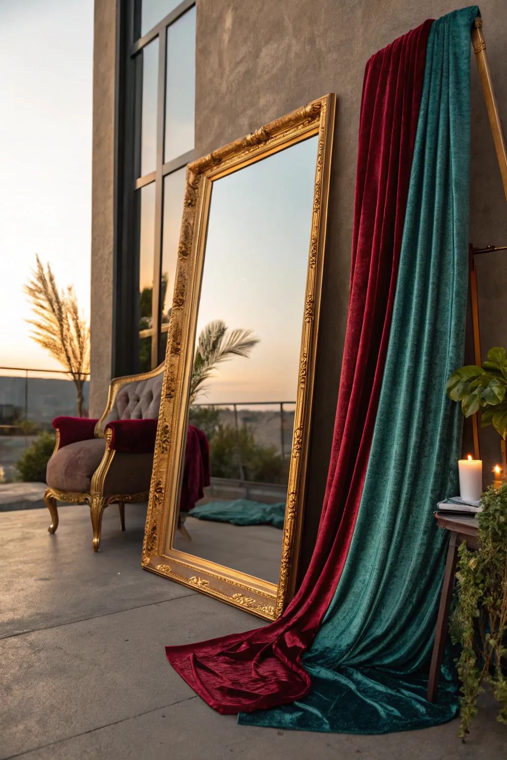 Add a touch of luxury with gold-framed mirrors that exude elegance.