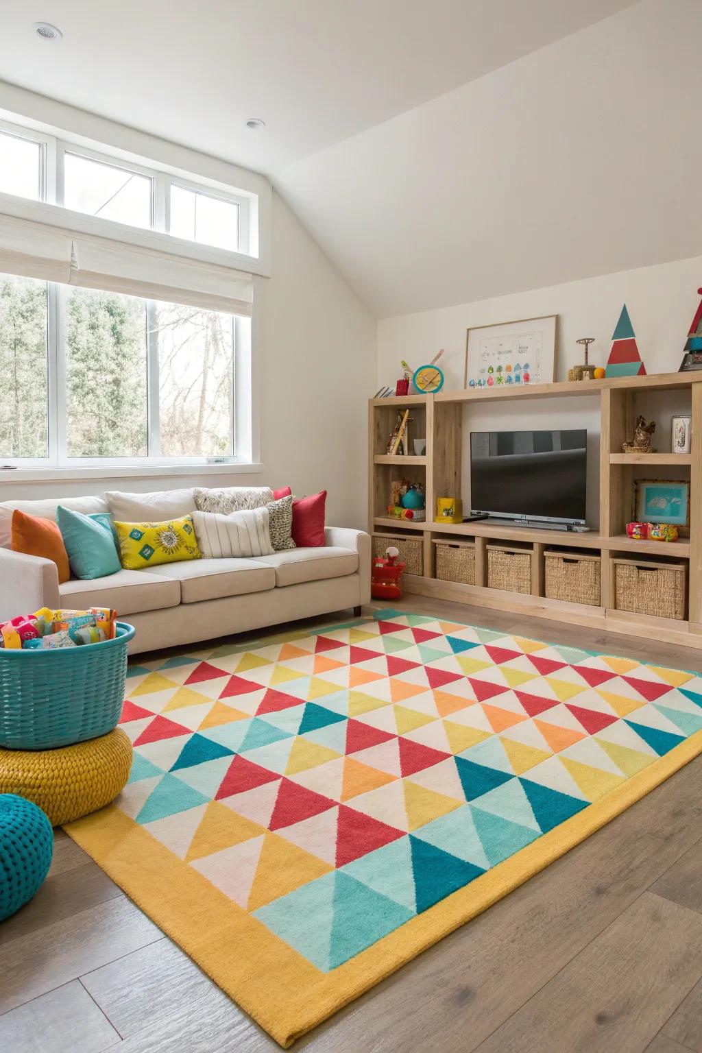 Neutral bases with colorful accents create a stylish, balanced space.