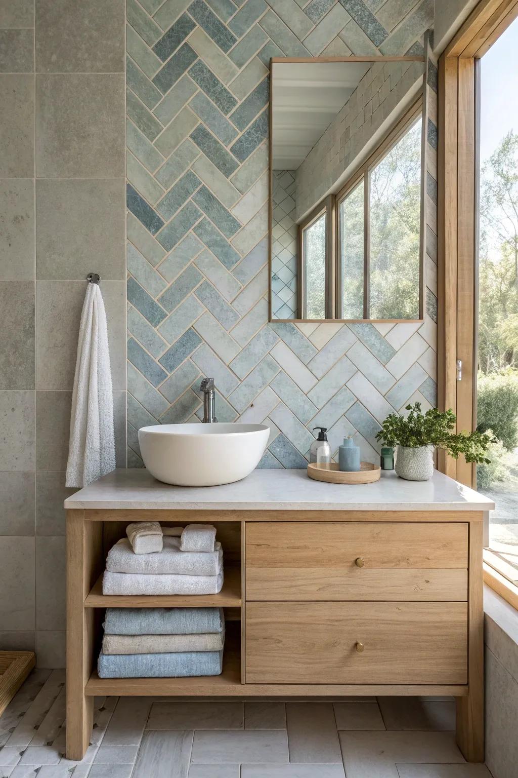 Timeless elegance meets modern design with herringbone mosaics that elevate any space.