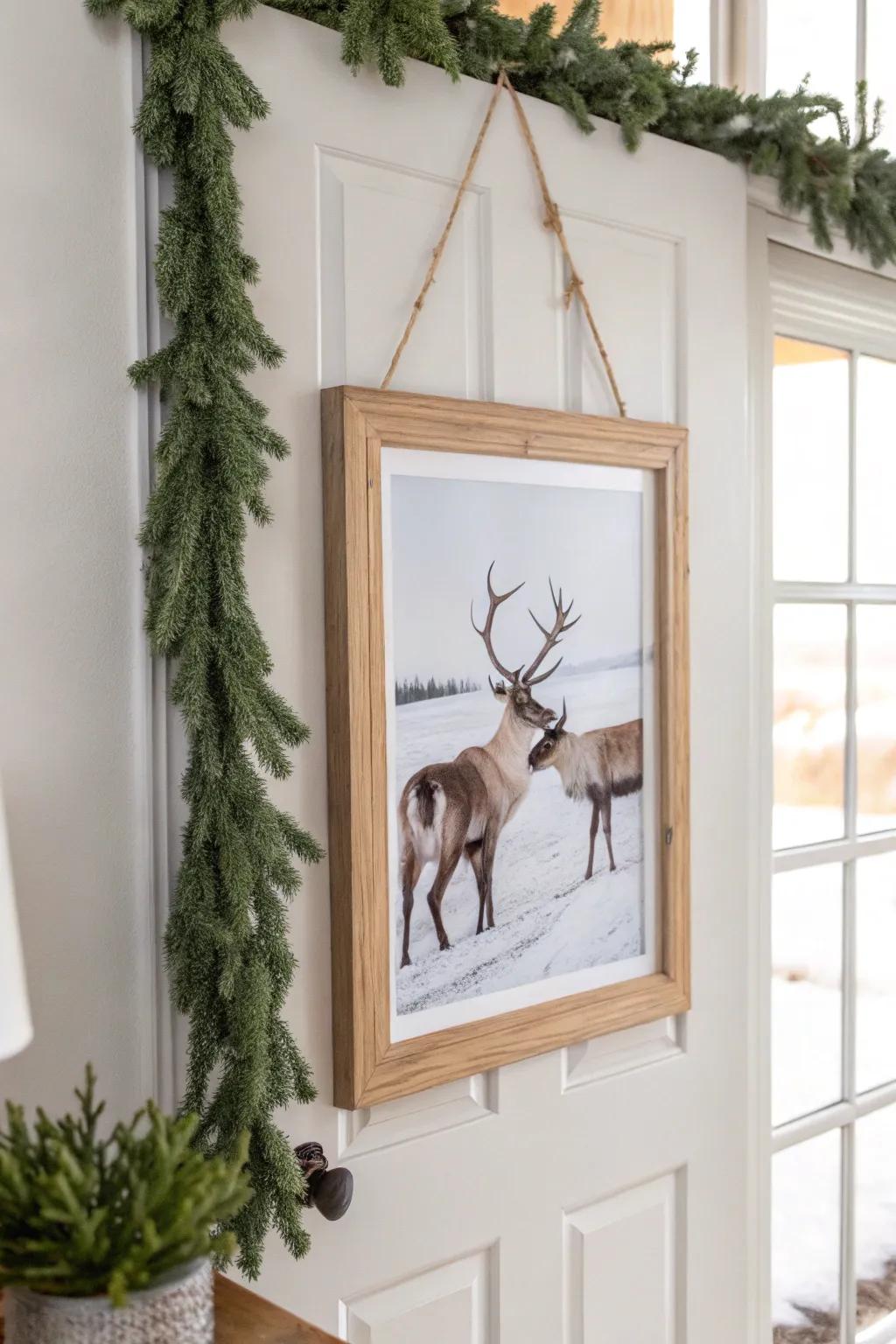 Celebrate family traditions with a heartwarming reindeer family portrait on your door.