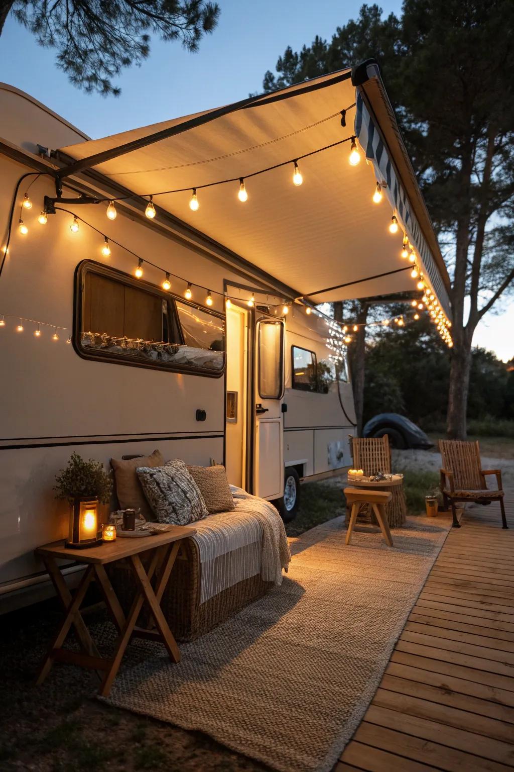 Transform your RV into an entertainment hub with stylish awning lights!