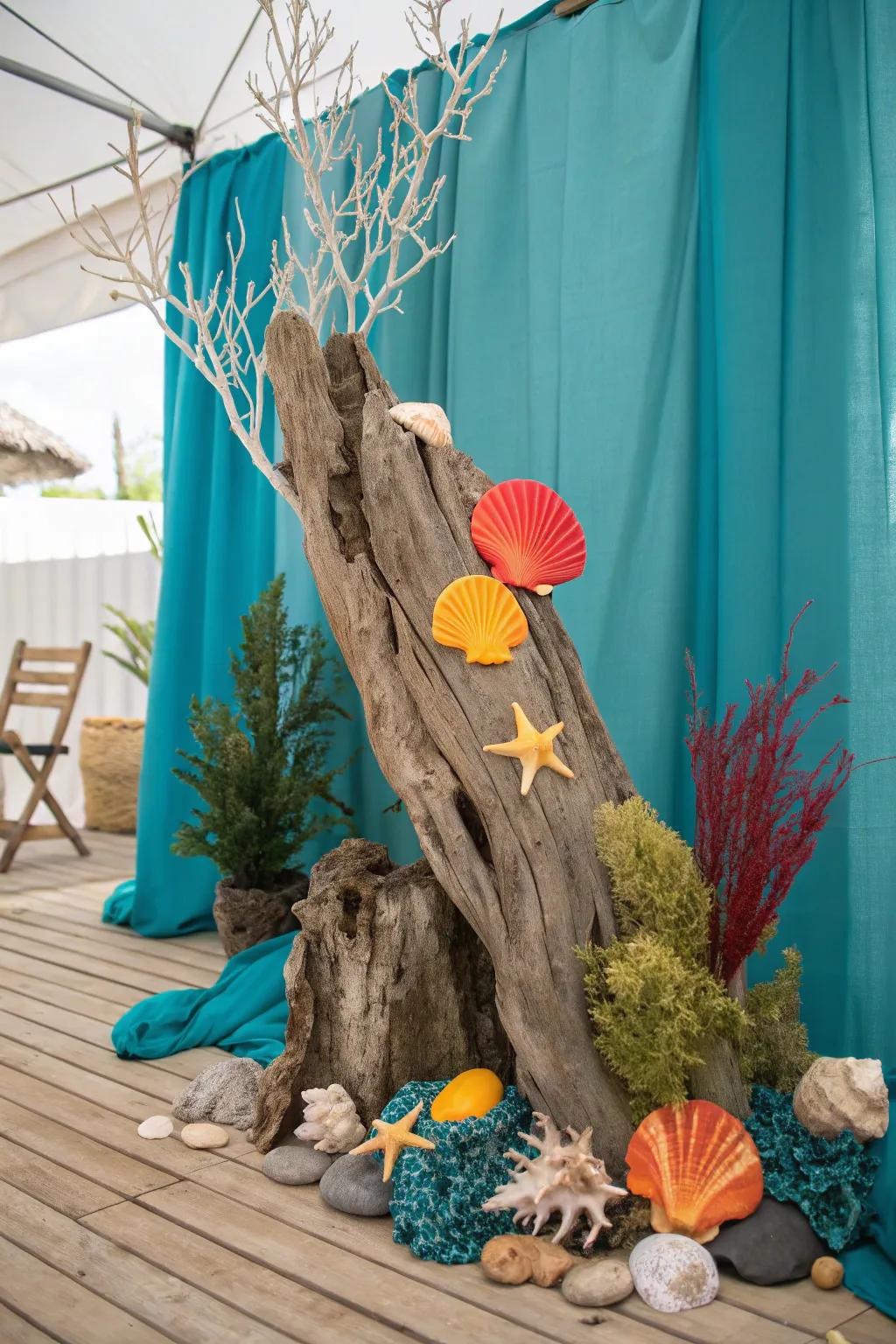 Sail into serenity with a nautical-themed stage backdrop.