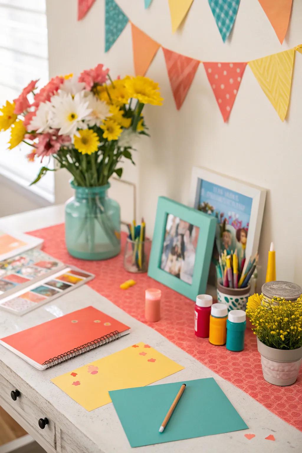 A creative workshop space invites bonding over art on Mother's Day.