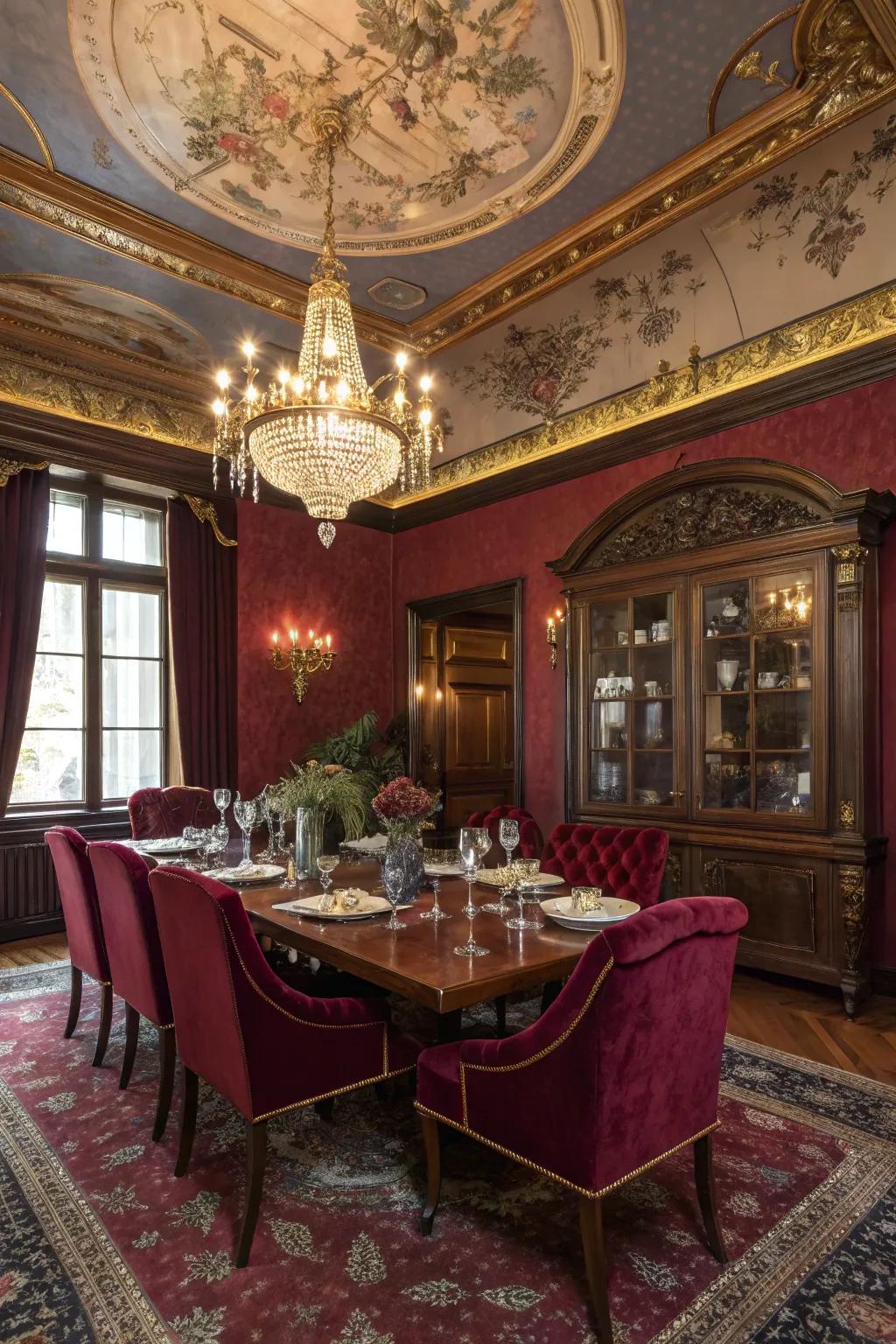 Lift your gaze to a ceiling that's a gallery in itself, offering a feast for the eyes.