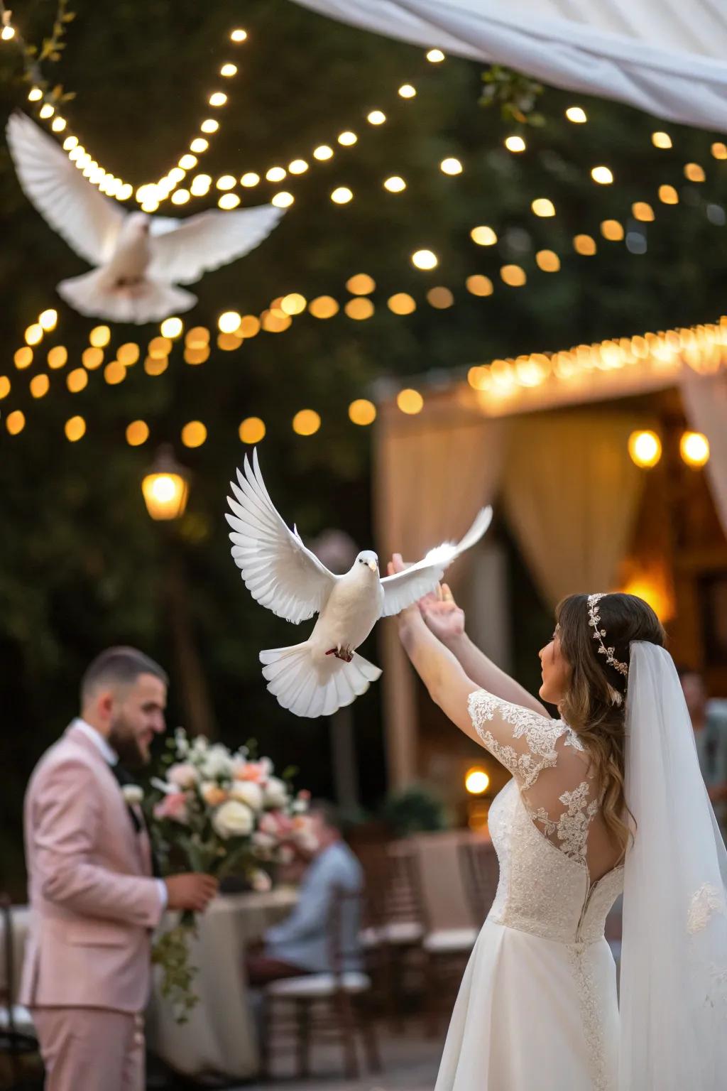 Release doves for a timeless and graceful wedding send-off.