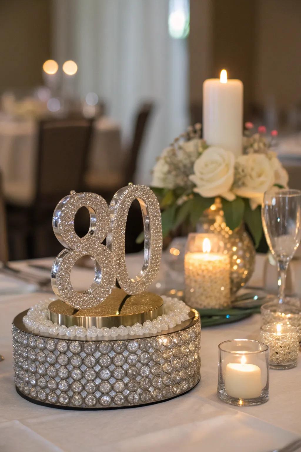 Add a touch of glam with crystal accents that make your centerpiece shine.