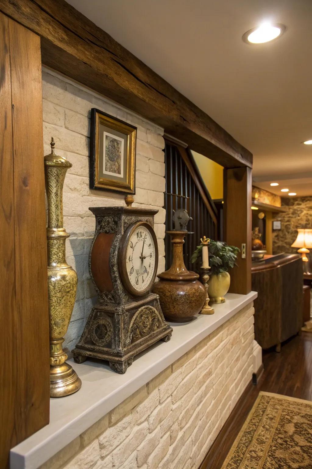 Step back in time with a vintage-inspired ledge that exudes nostalgic charm.