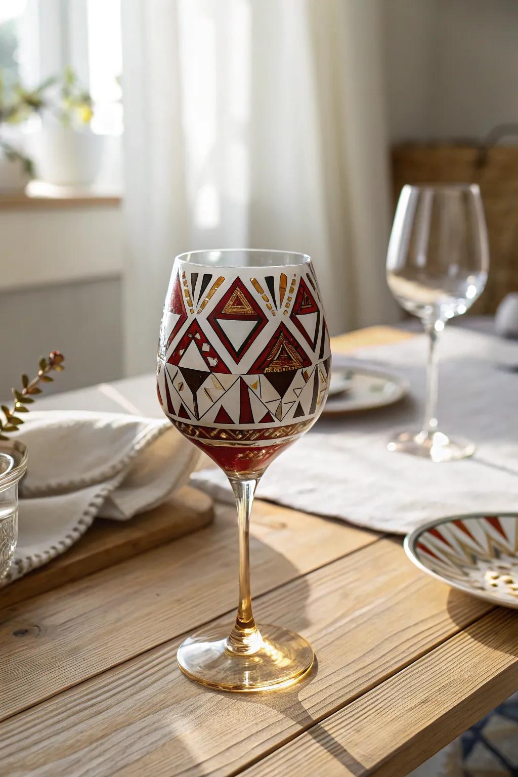 Introduce a modern flair with geometric-patterned wine glasses that elevate any stylish gathering.