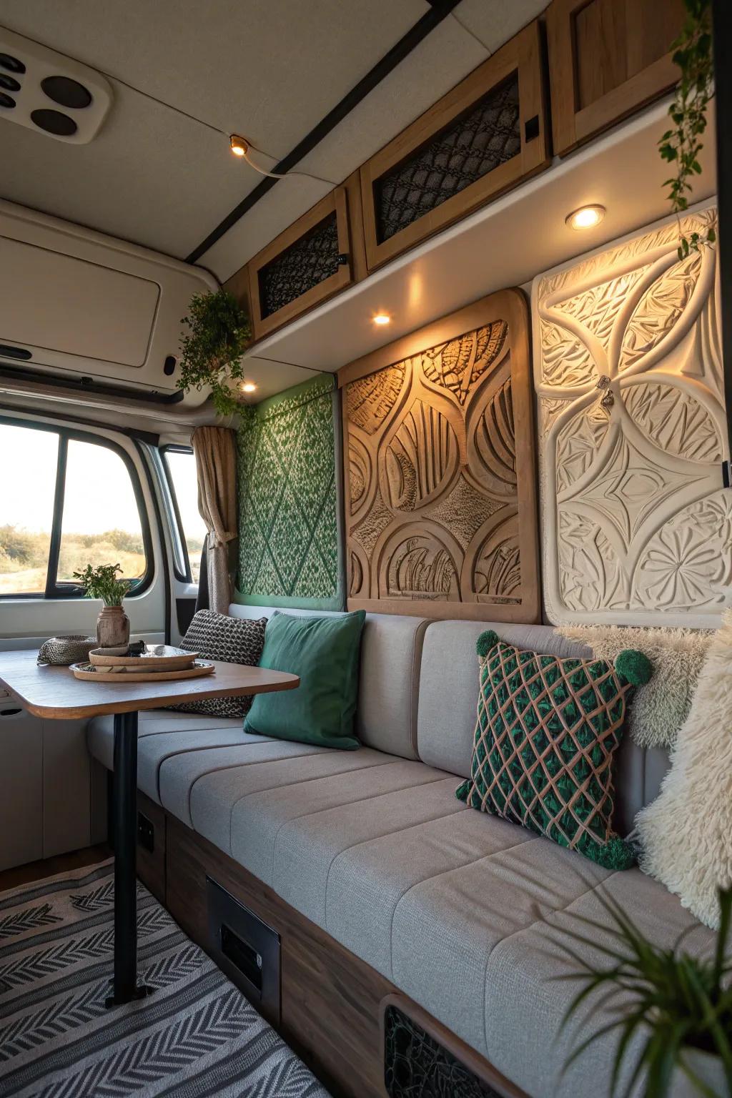 Transform your van into an art piece with stunning 3D wall panels. #3DDesign #VanArt