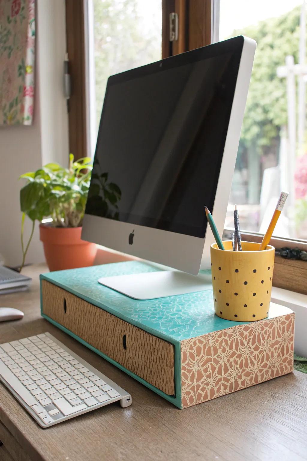 Elevate your screen and your storage with a DIY monitor riser.