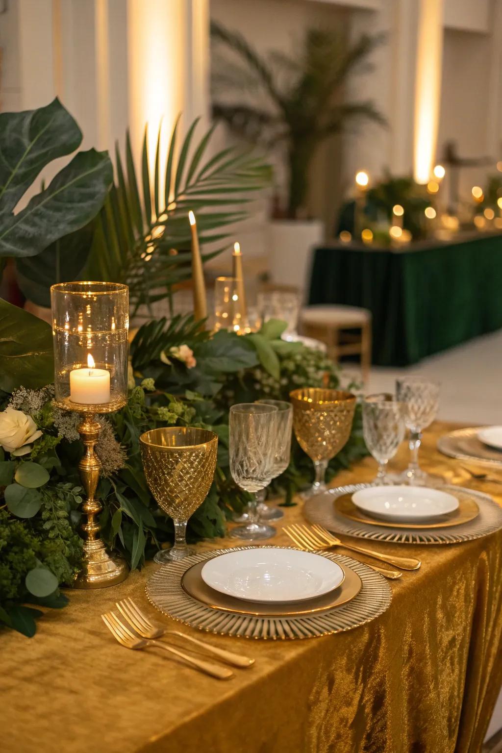 Add a touch of luxury to your event with glamorous gold accents.