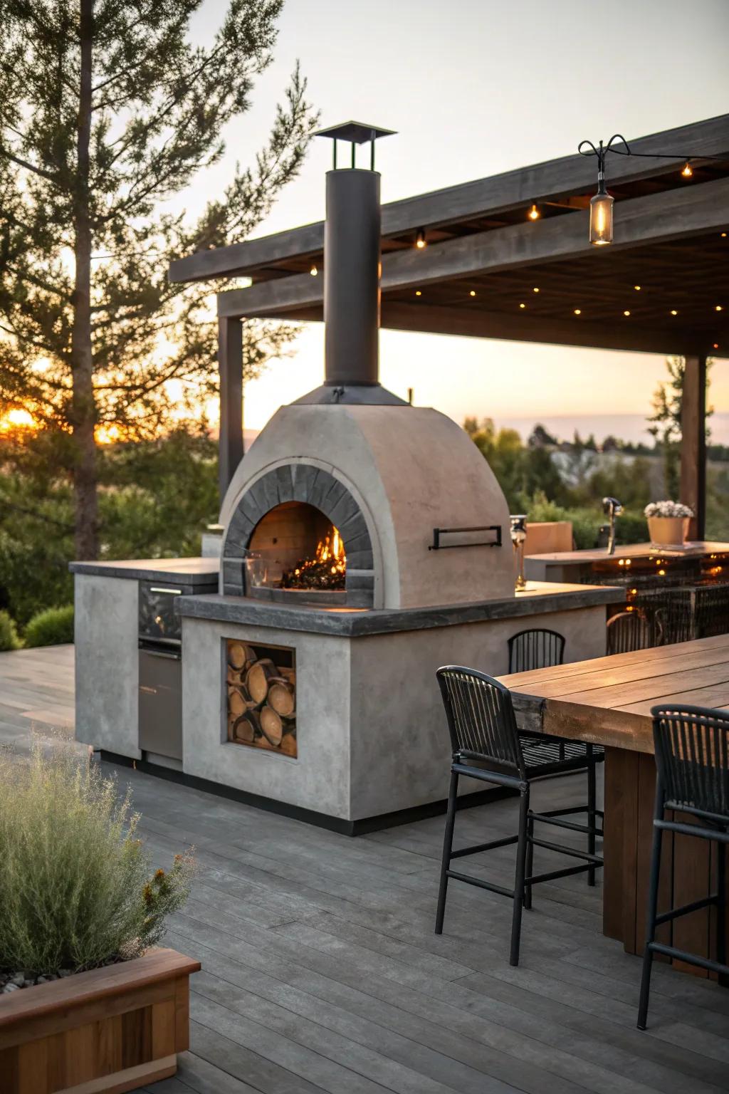 Make pizza nights special with a built-in concrete pizza oven. 🍕 #PizzaNight #OutdoorCooking