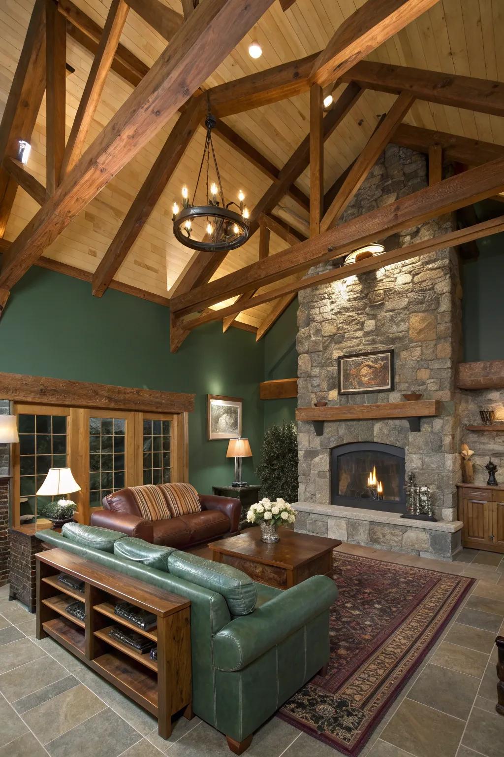 Exposed beams bring architectural beauty and rustic charm to your mountain decor.