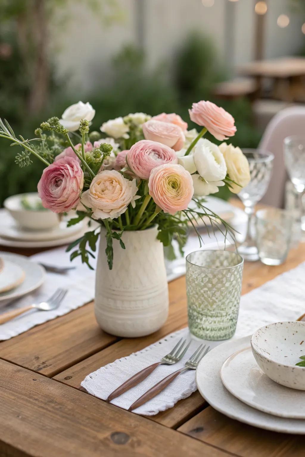 Add festive flair to your celebrations with elegant ranunculus accents 🎉 #HolidayDecor #FestiveTables