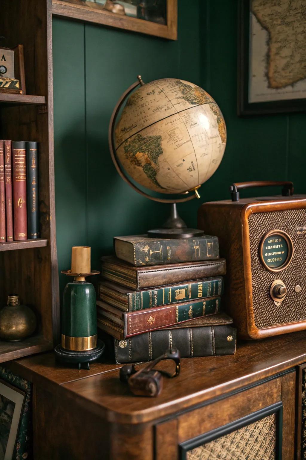 Infuse your room with nostalgia through curated vintage treasures.