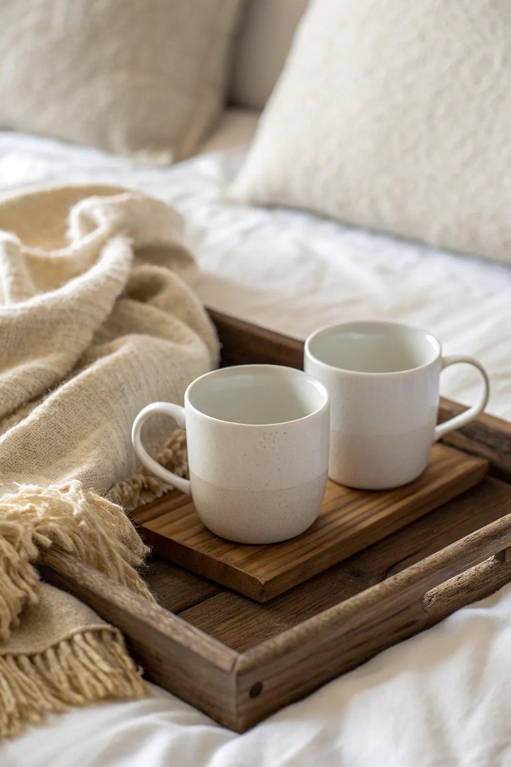 Enjoy your favorite drinks in style with white stoneware mugs that are both sturdy and chic.