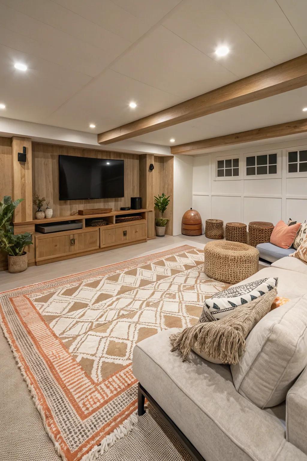 Unique floor treatments add flair and style to your media room.