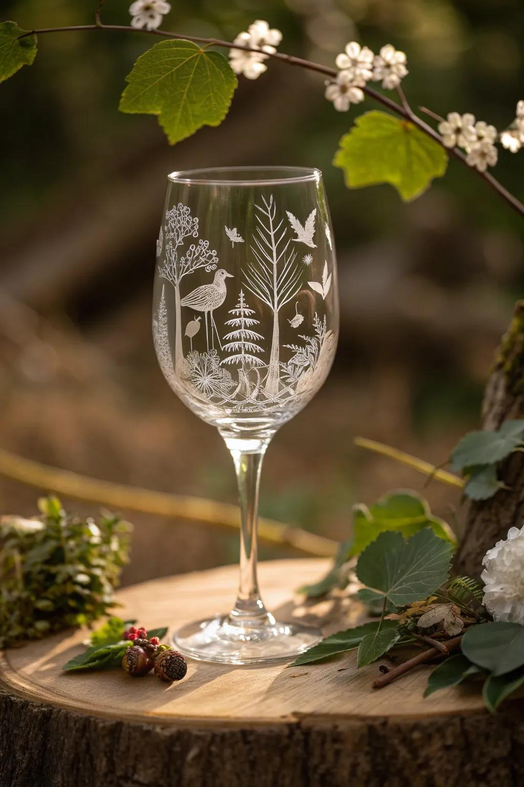 Celebrate the beauty of nature with wine glasses that feature elegant, nature-inspired designs.