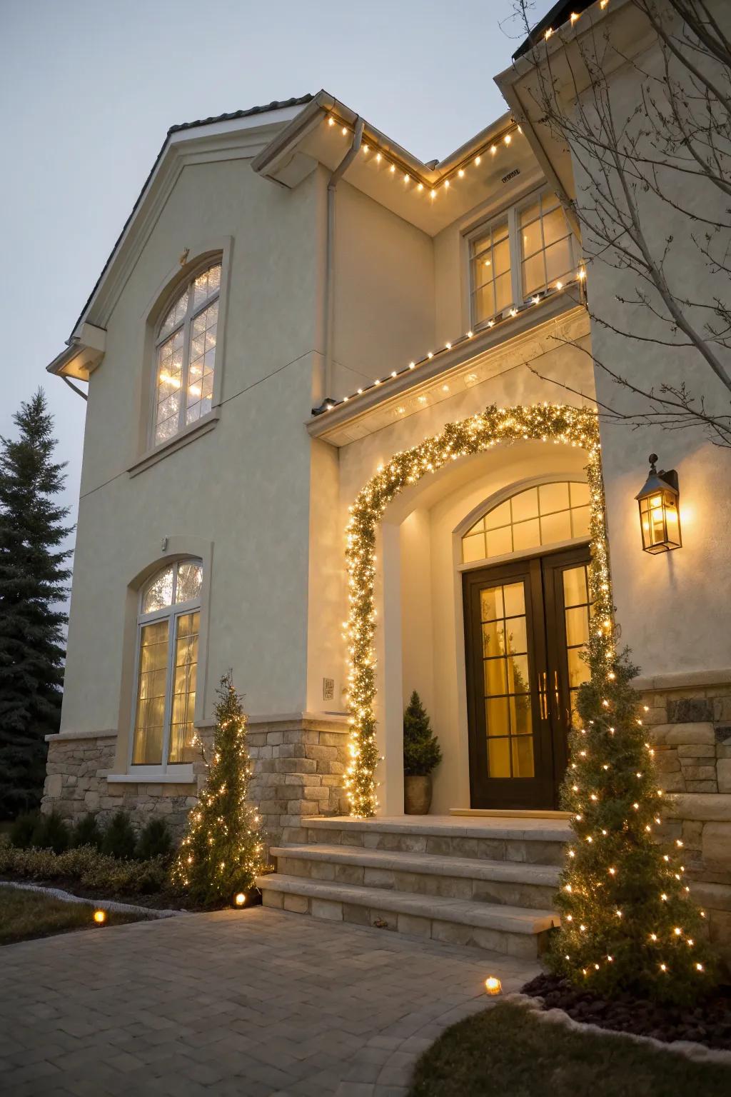 Embrace elegant minimalism with simple lighting that offers a sophisticated holiday touch.