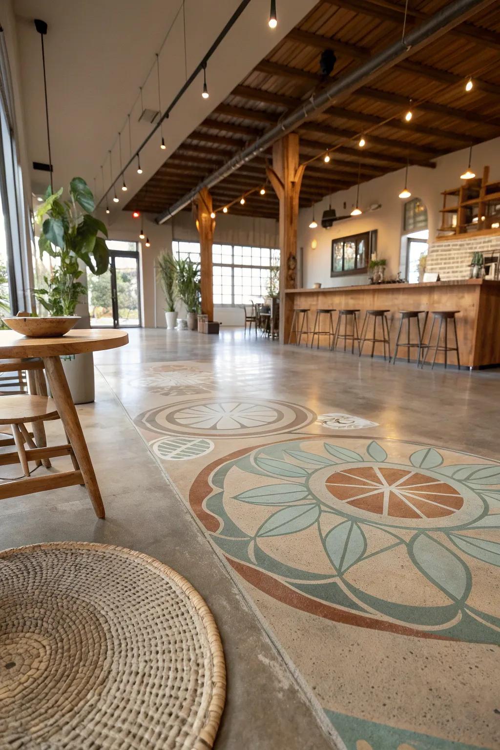 Stained concrete adds an artistic touch, bringing color and creativity to any space.