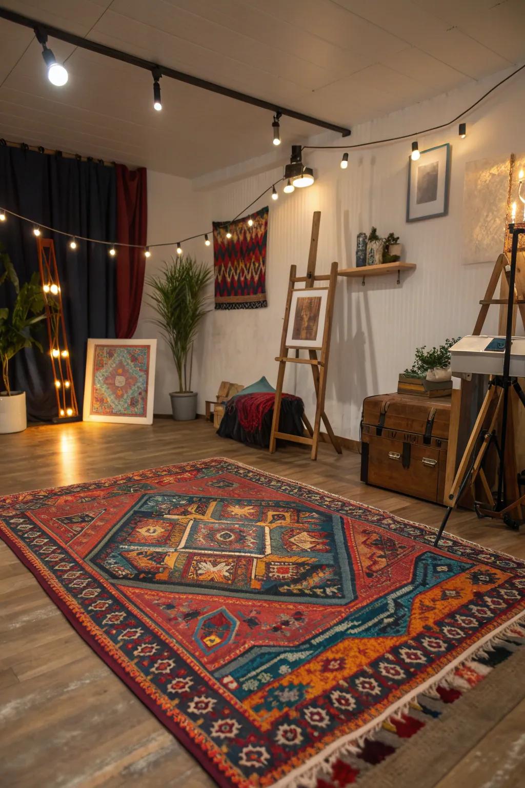 Ground your creativity with a stunning and artistic rug.
