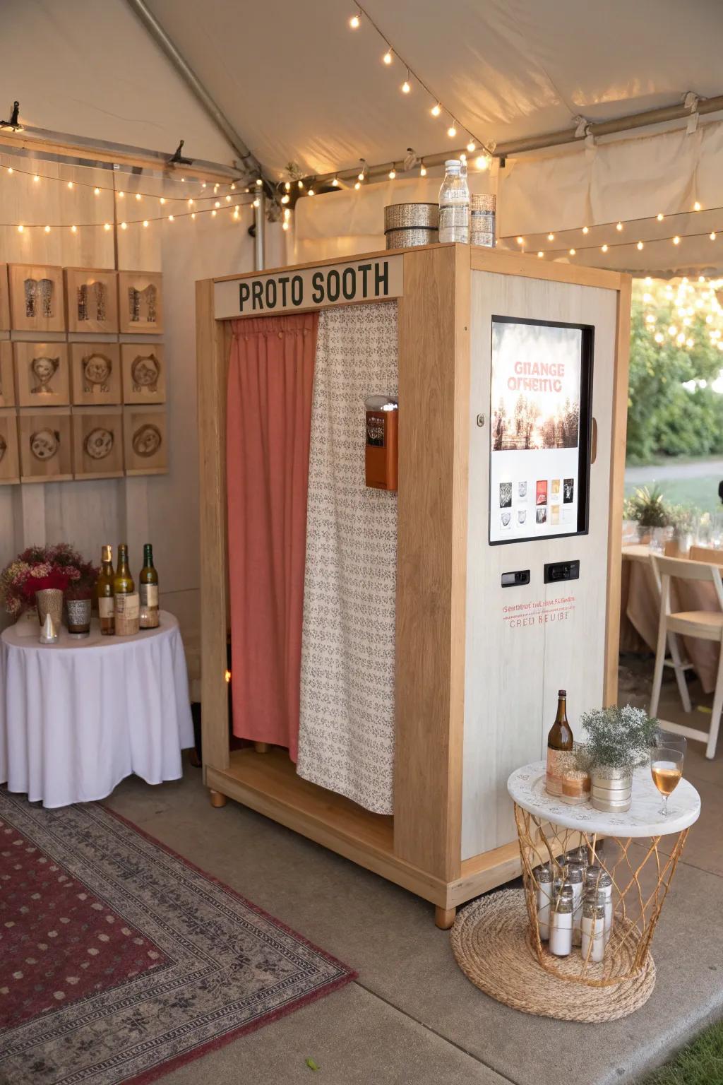 Capture the fun with a photo booth that pairs perfectly with your drink station. #PhotoBooth #PartyMemories #FunTimes