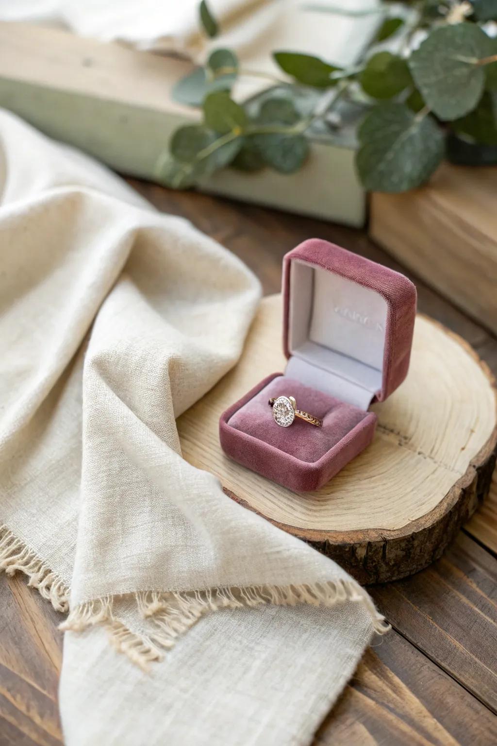 Capture timeless elegance with a vintage velvet box that's straight out of a classic romance.