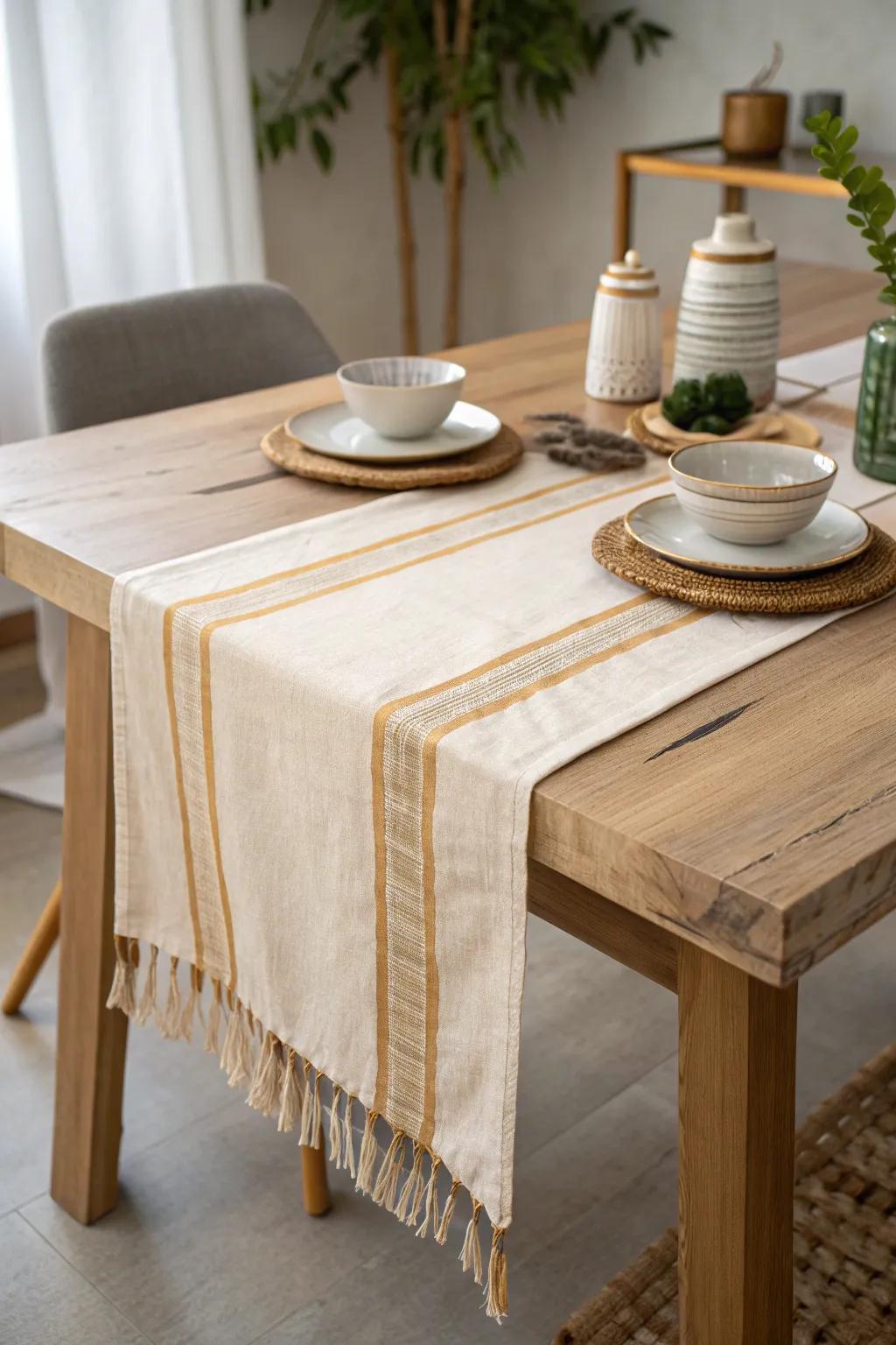 Dine in style with the sophisticated elegance of an exquisitely embroidered table runner.