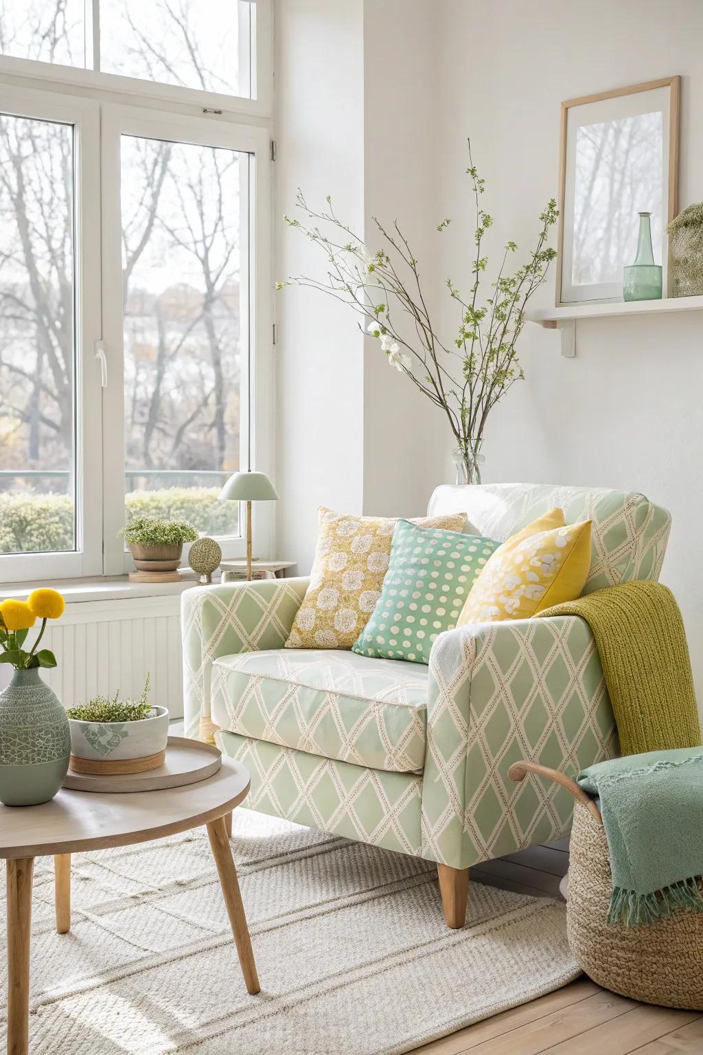 Get playful with patterns to energize your spring decor. 🧶 #PatternPlay #SpringVibes