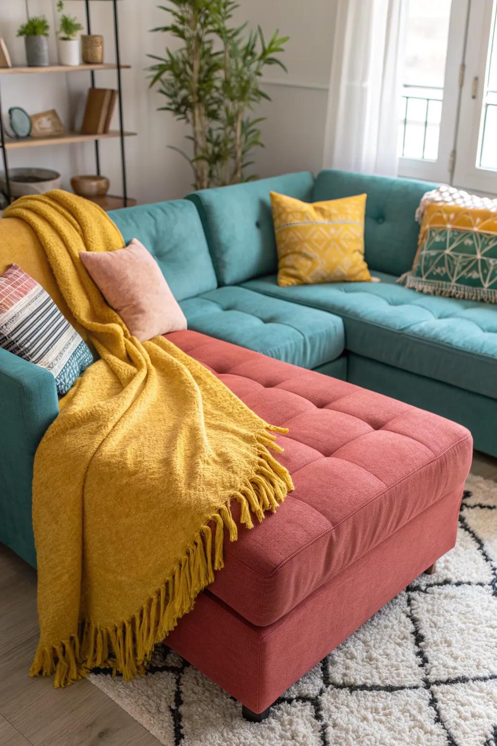 Energize your space with colorful pops on your sectional.