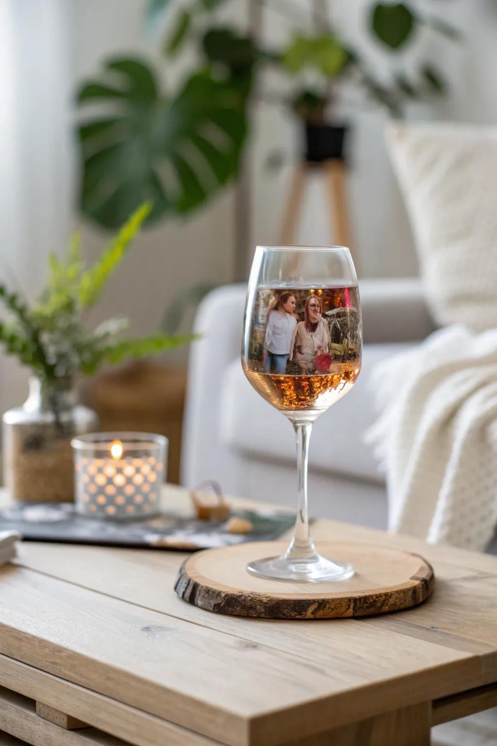 Turn memories into a keepsake with personalized photo wine glasses that make each sip special.