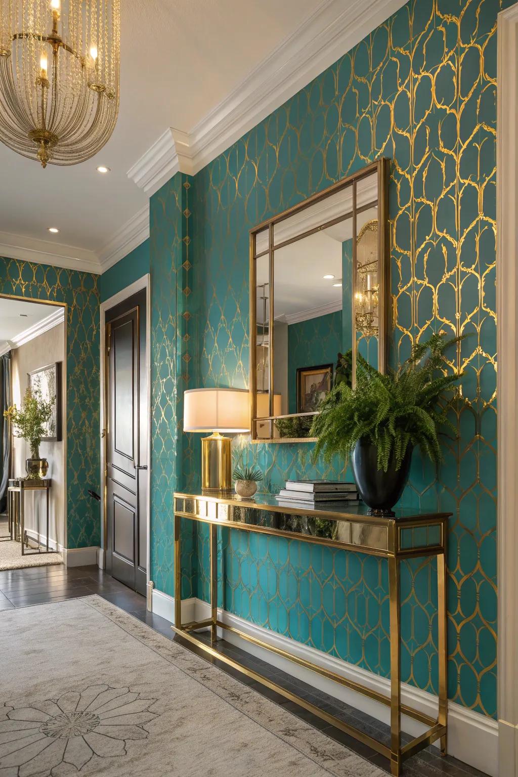 Metallic finishes add a touch of glamour, making your entryway sparkle.