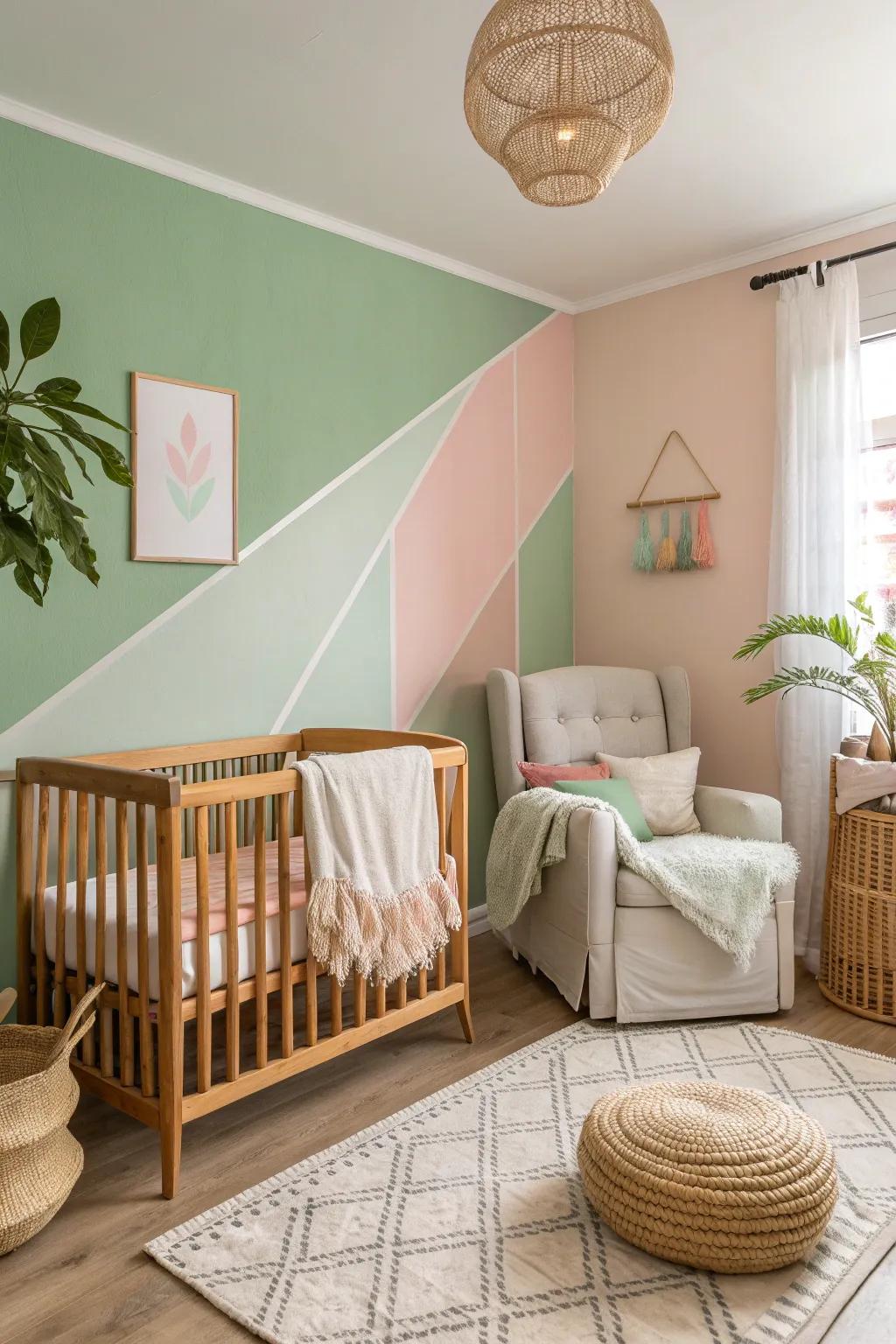 Eco-friendly wall paint ensures a safe and beautiful nursery environment.