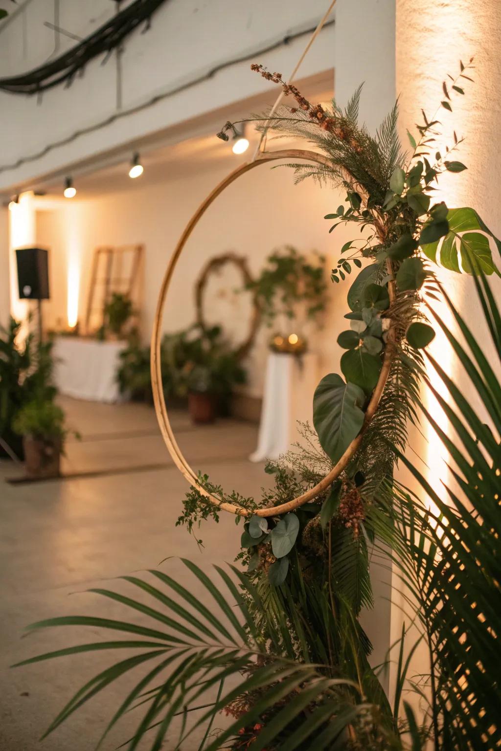 Bring the beauty of nature inside with a hula hoop adorned with organic elements.