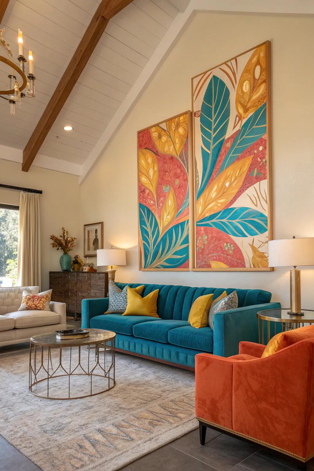 Create visual interest with a bold contrasting color scheme. #ColorContrast #InteriorDesign