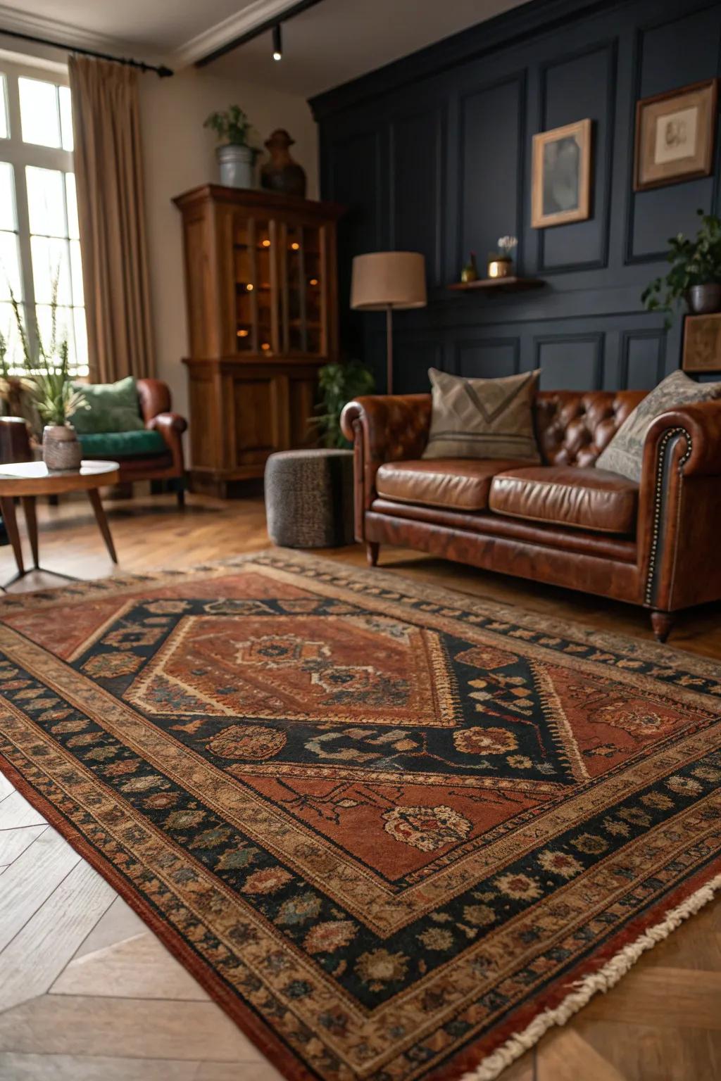 Add timeless elegance with vintage rugs that tell stories. #VintageElegance #RugStories #SophisticatedHomes