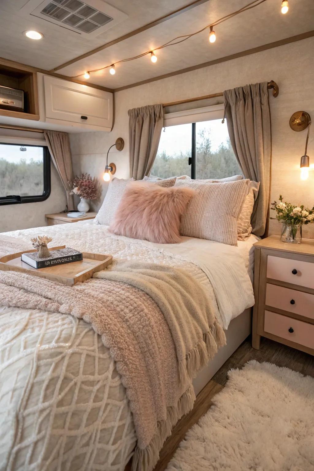 Indulge in comfort with plush bedding that invites relaxation every night.