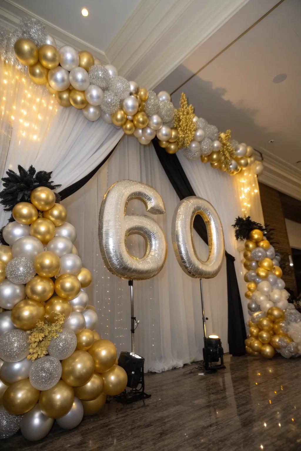 Add a touch of glamour to your birthday with sparkling gold and silver balloons. #BirthdayBalloons #PartyDecor