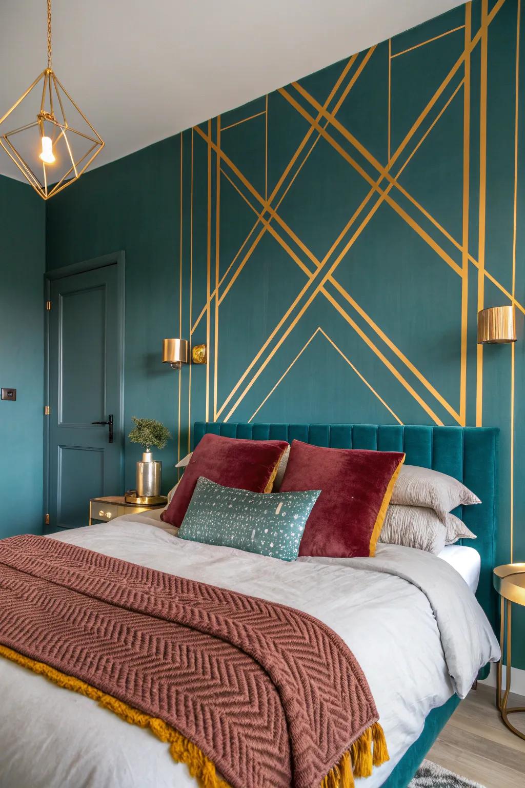 Add a pop of color to your bedroom with a bold accent wall that reflects your personality.