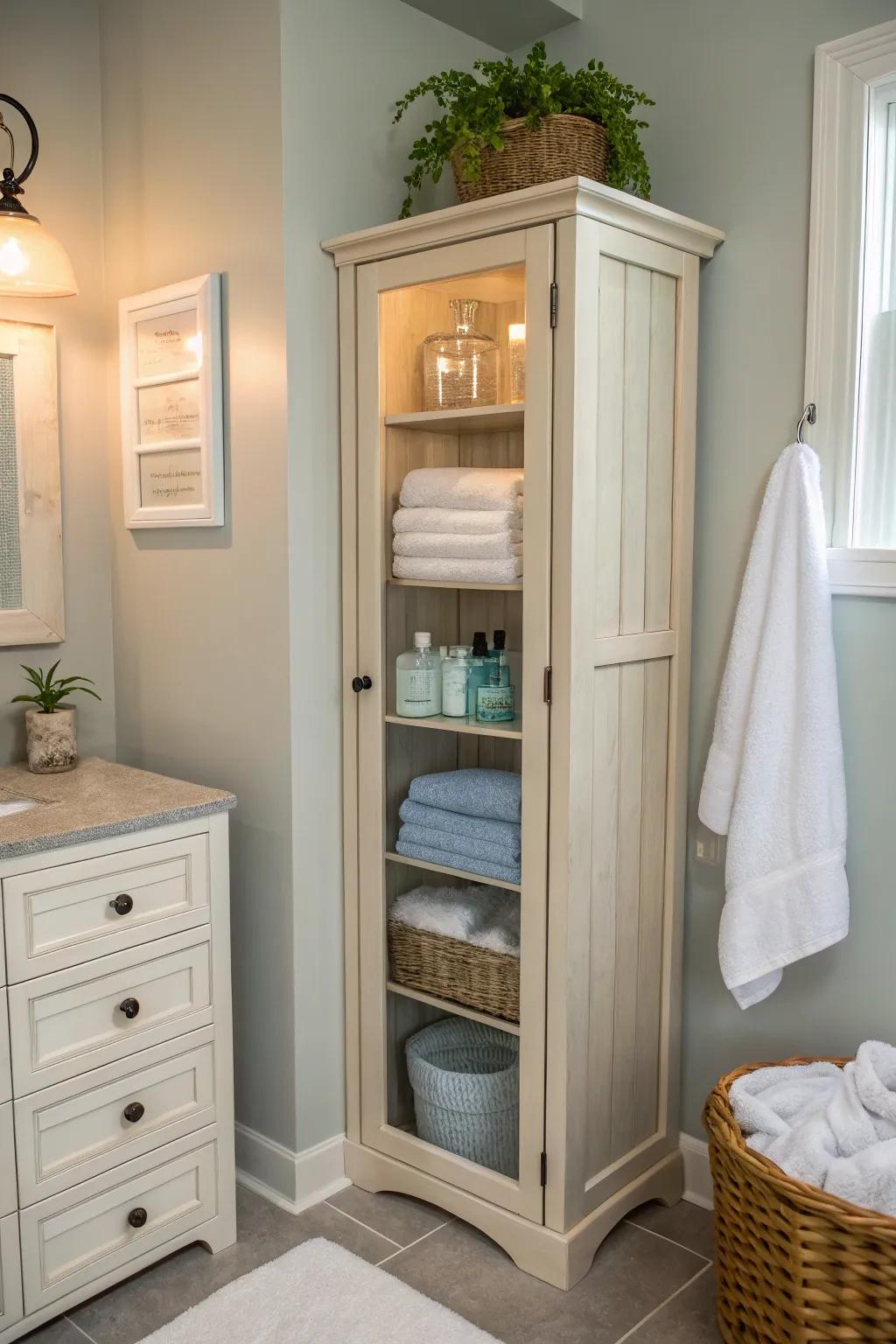 Maximize space with sleek vertical storage that keeps essentials within easy reach.