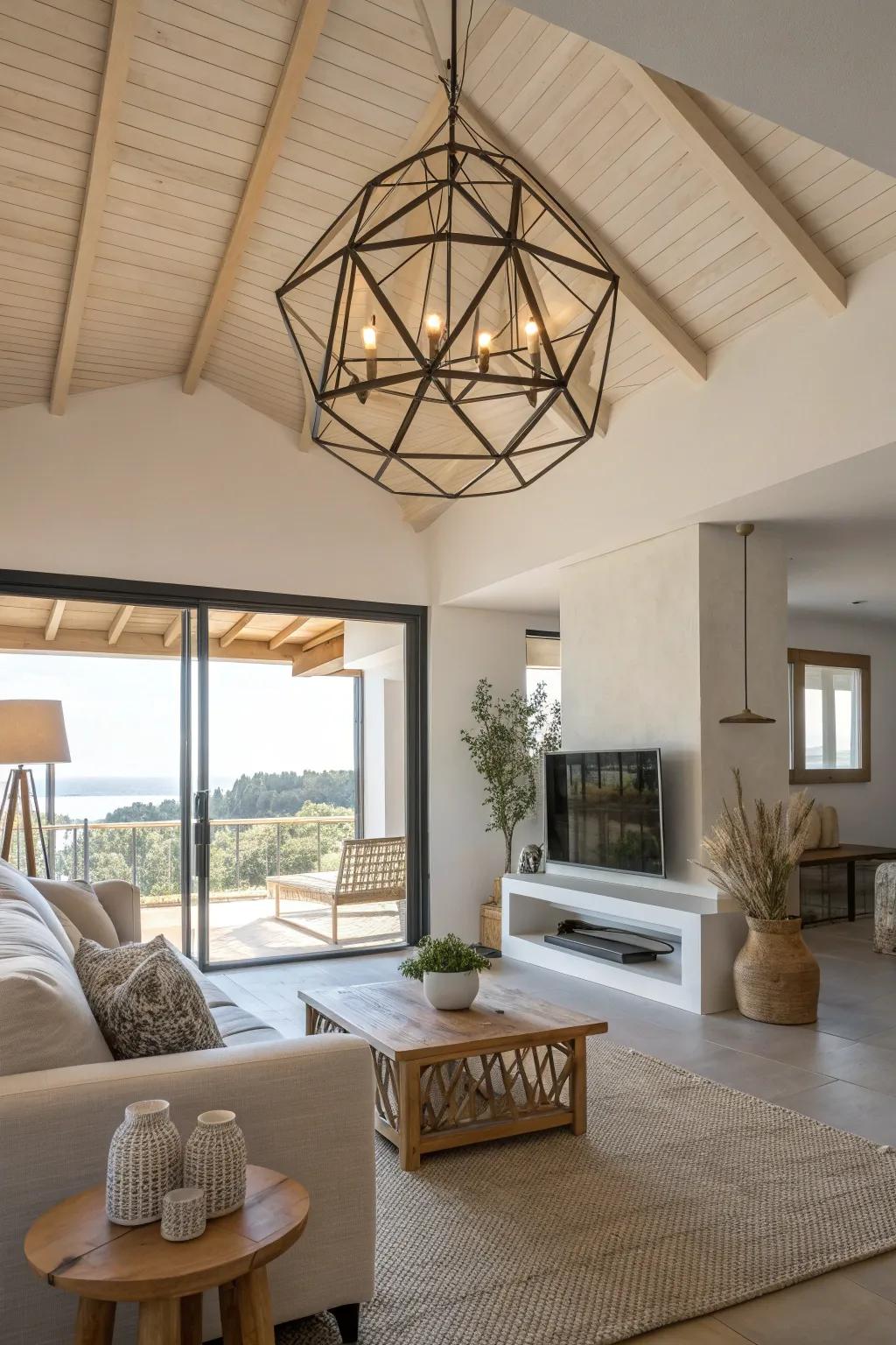 Transform your living space with the captivating elegance of geometric ceiling lights.