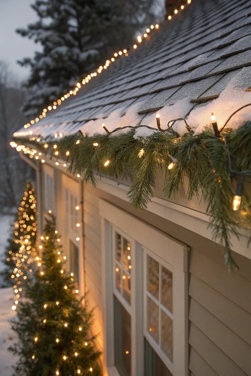 Outline your roof with twinkling lights to highlight your home's charm and spread holiday cheer.
