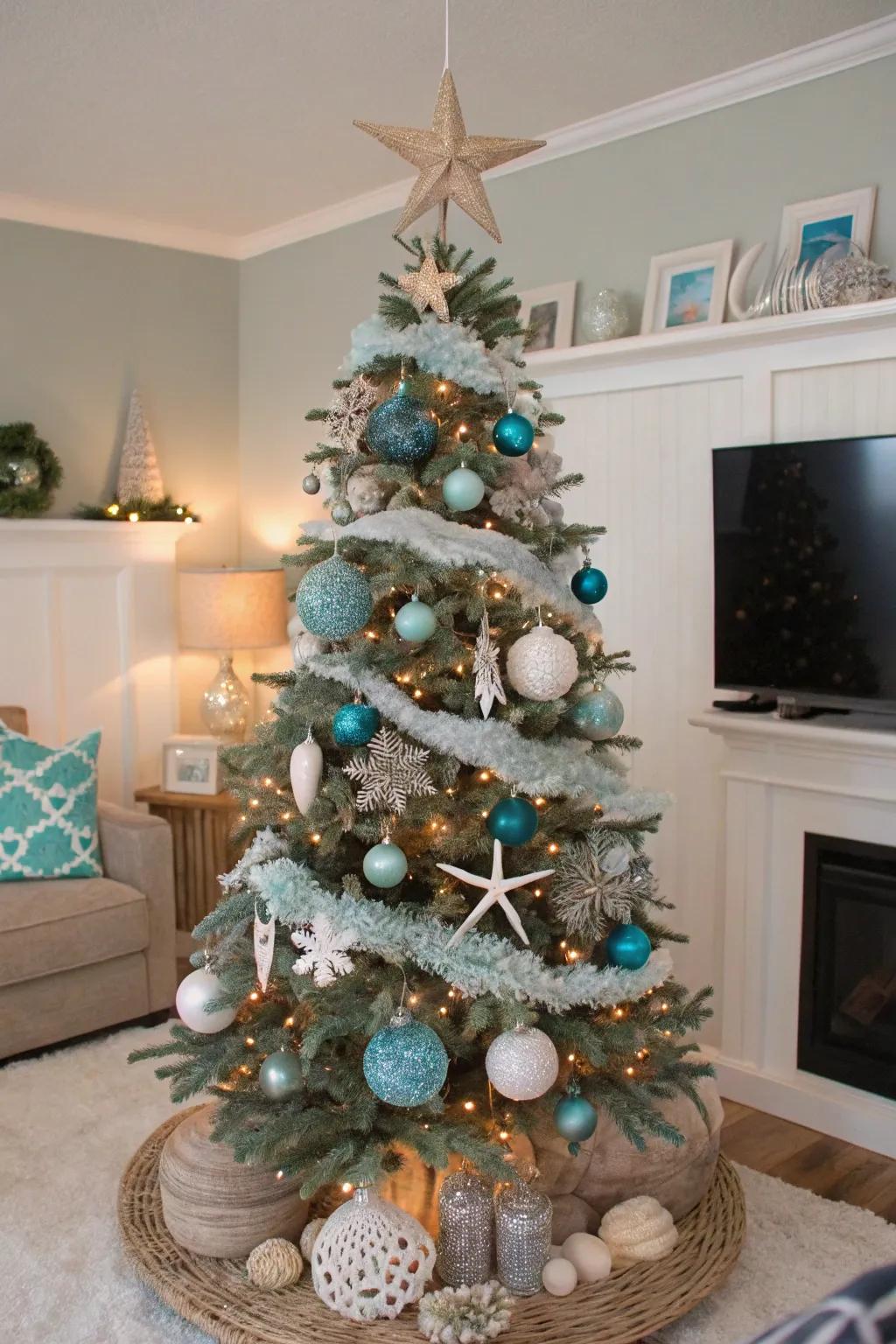 Dive into ocean blues for a refreshing holiday vibe.