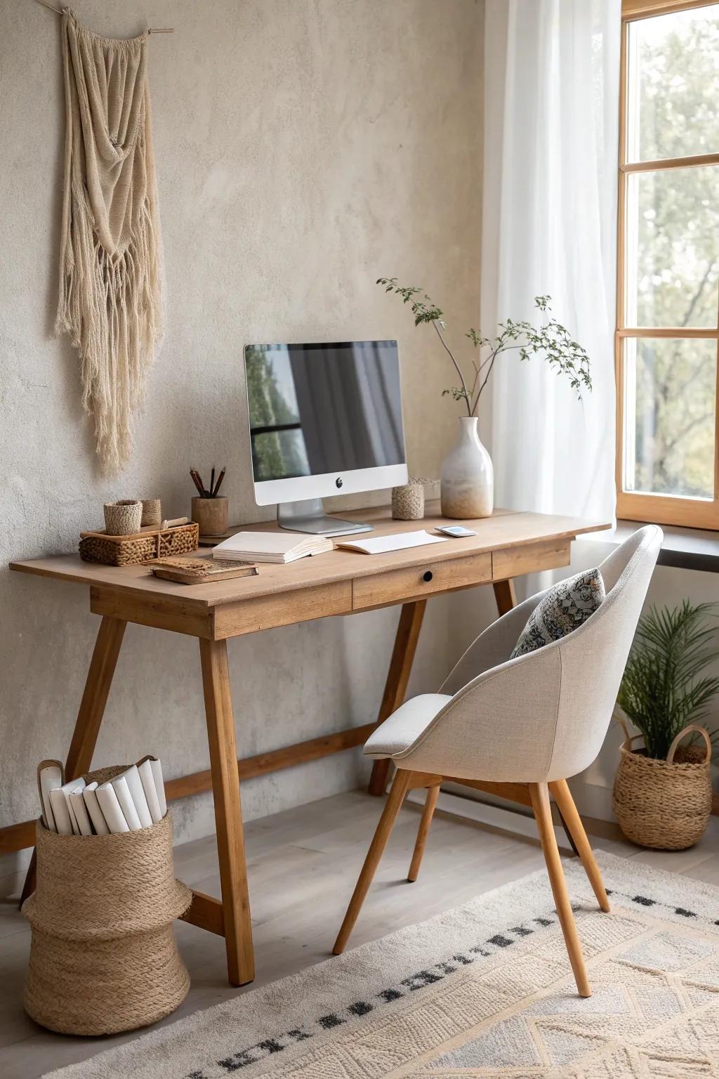 Simplicity at its finest: A minimalist desk setup that enhances focus and tranquility.