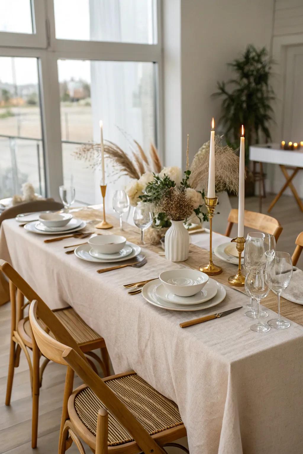 Craft your wedding's elegance with a champagne, white, and gold color palette that exudes timeless sophistication.