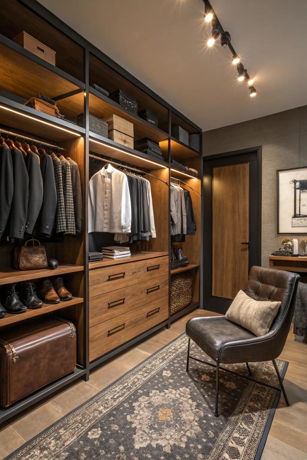 Open shelving and hanging space create a streamlined look, making your morning routine a breeze.