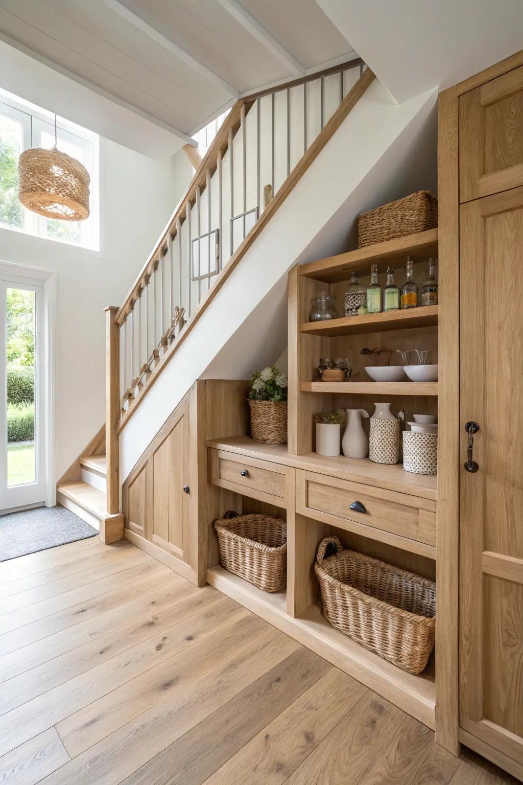 Custom-fit shelves make every inch count, turning awkward spaces into storage gold.