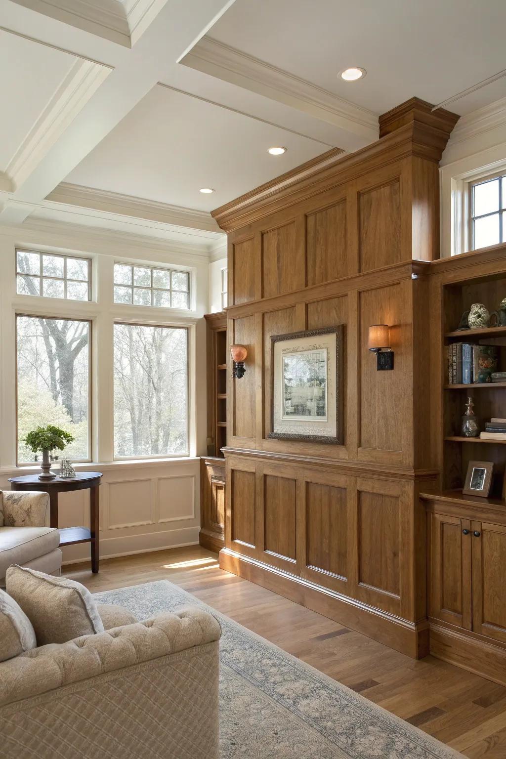 Add timeless elegance with classic wood wainscoting caps that enhance your home's traditional charm.