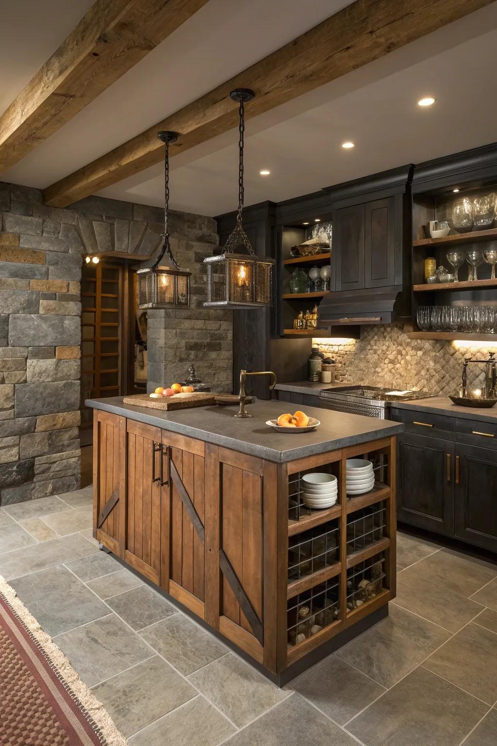 Create a dynamic look with a mix of textures that add depth to your kitchen.