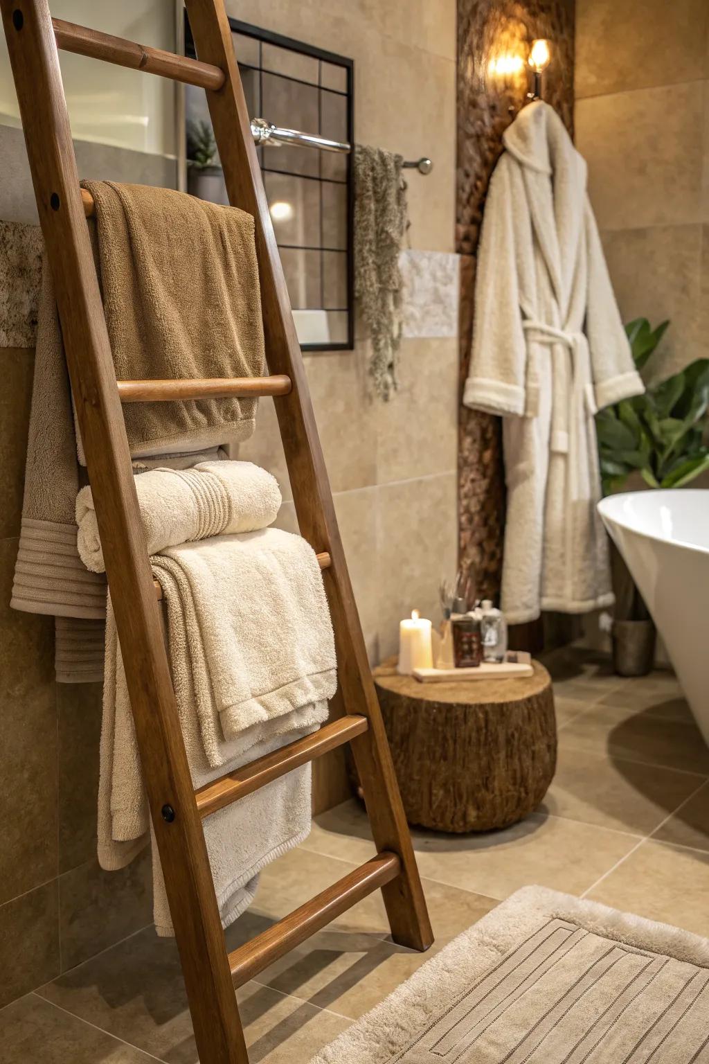 Soft textiles add comfort and elegance to your bathroom. 🛁 #SoftTextiles #CozyBathroom